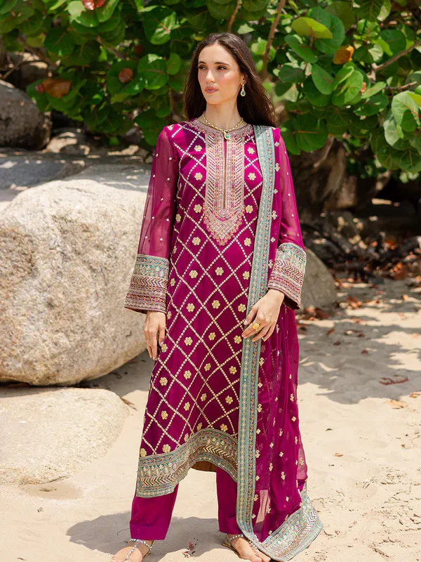 3 Piece Embroirdered Chiffon Aditi - FW40051