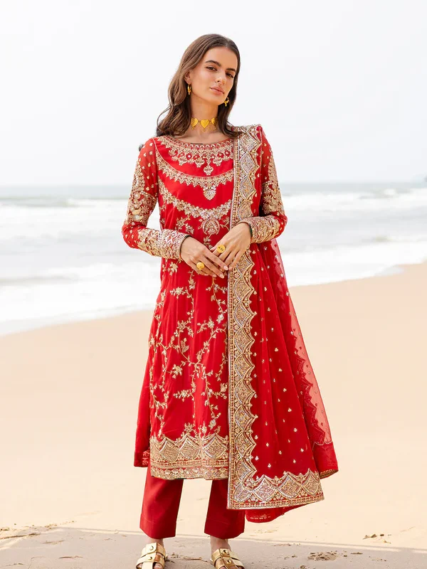 3 Piece Embroirdered Chiffon Anvi - FW40055