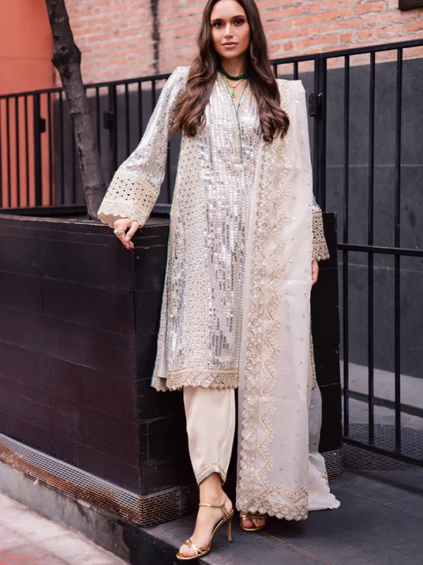 3 Piece Embroirdered Chiffon Bertha - FW50064