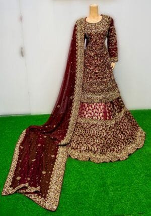 Queen’s Grace Designer Gown Set with Embroidered Dupatta