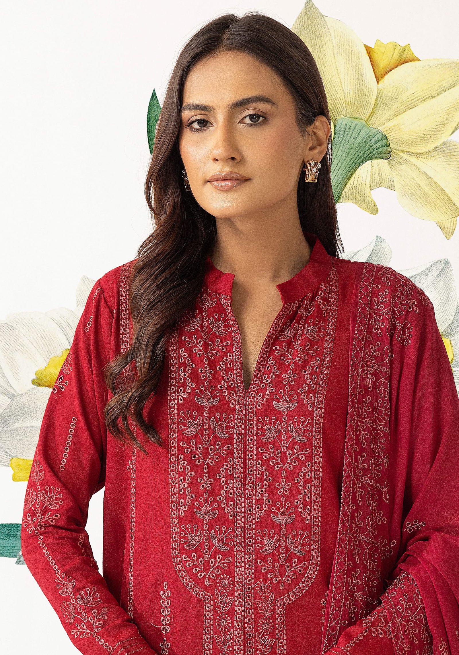 Premium Karandi Lawn Shirt with Embroidered Bamber Dupatta – Midnight Teal & Golden Threadwork - Image 5