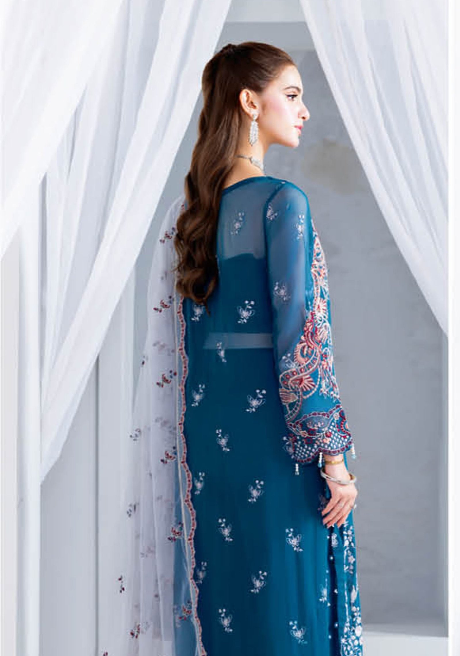 Midnight Bloom – Luxury Embroidered Chiffon Suit (3-Piece Unstitched) - Image 3