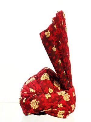 Maroon Silk Turban with Golden Detailing