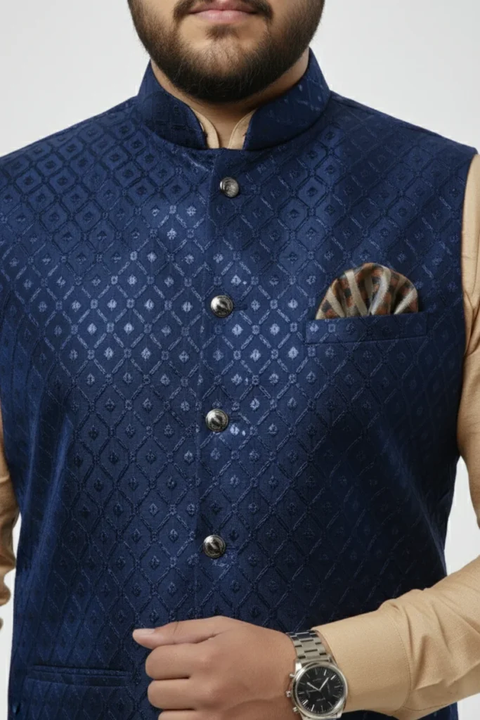 Men’s Designer Ethnic Waistcoat – Royal Purple Embroidered Festive Jacket