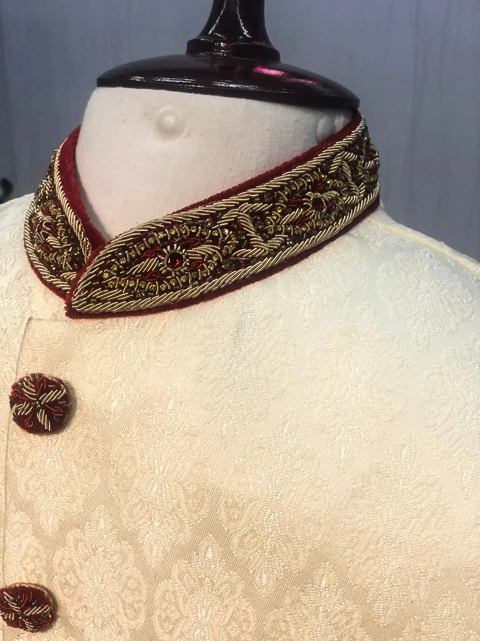 Opulent Cream Gold Sherwani - Image 2