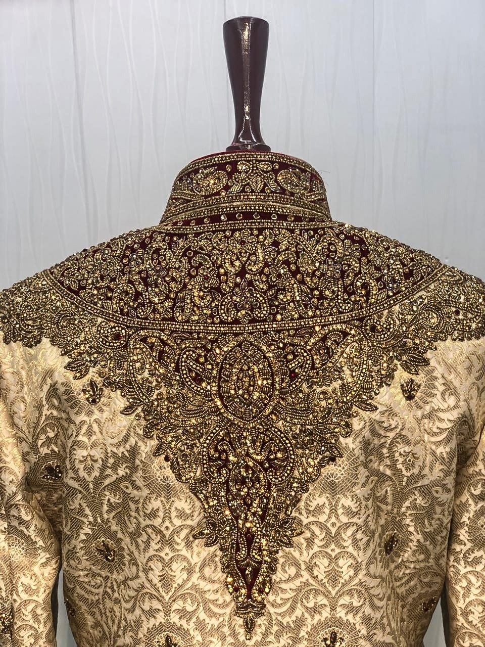 Ivory & Red Embroidered Sherwani - Image 5
