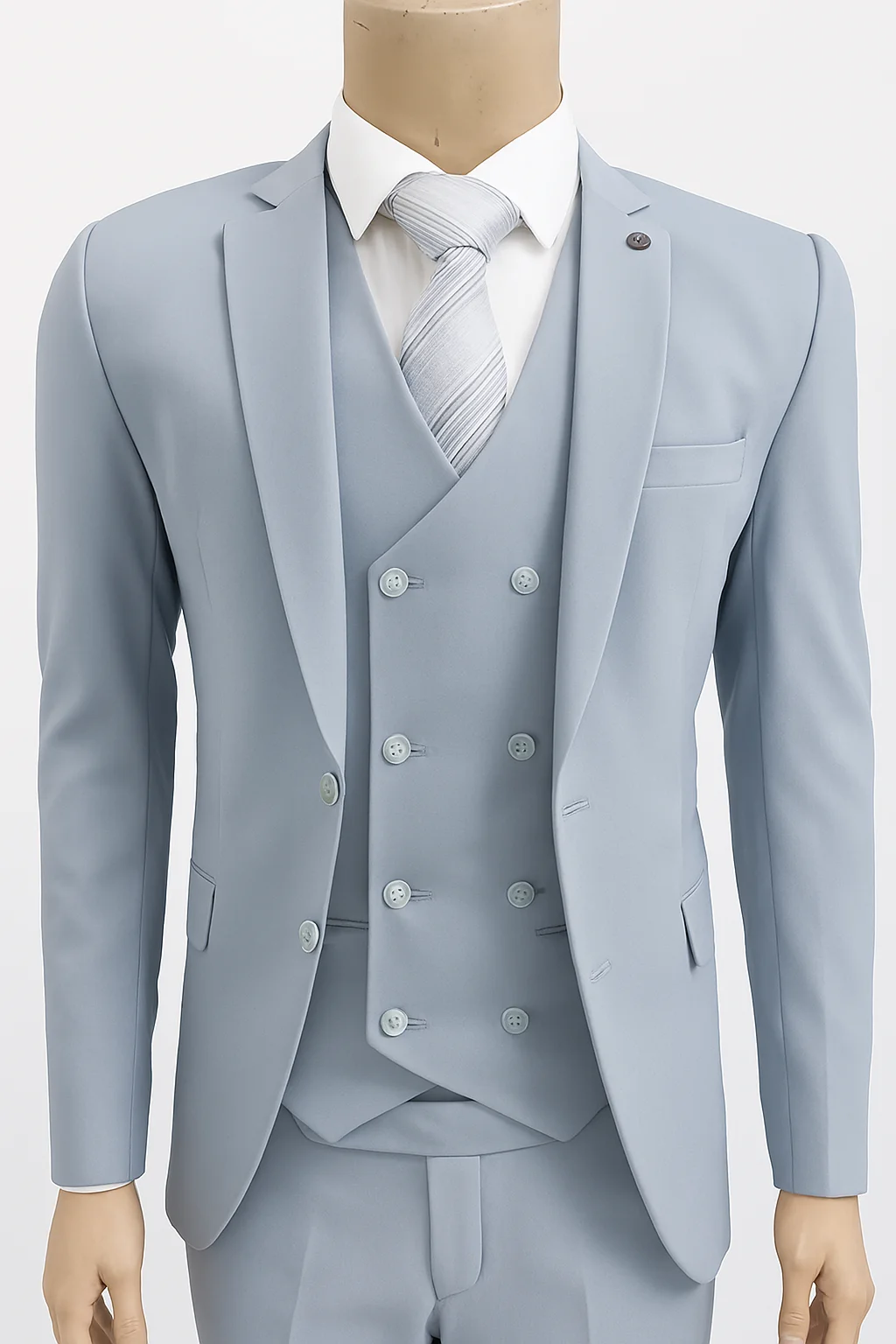 Light Gray Three-Piece Suit for Men | Formal Wedding & Business Wear