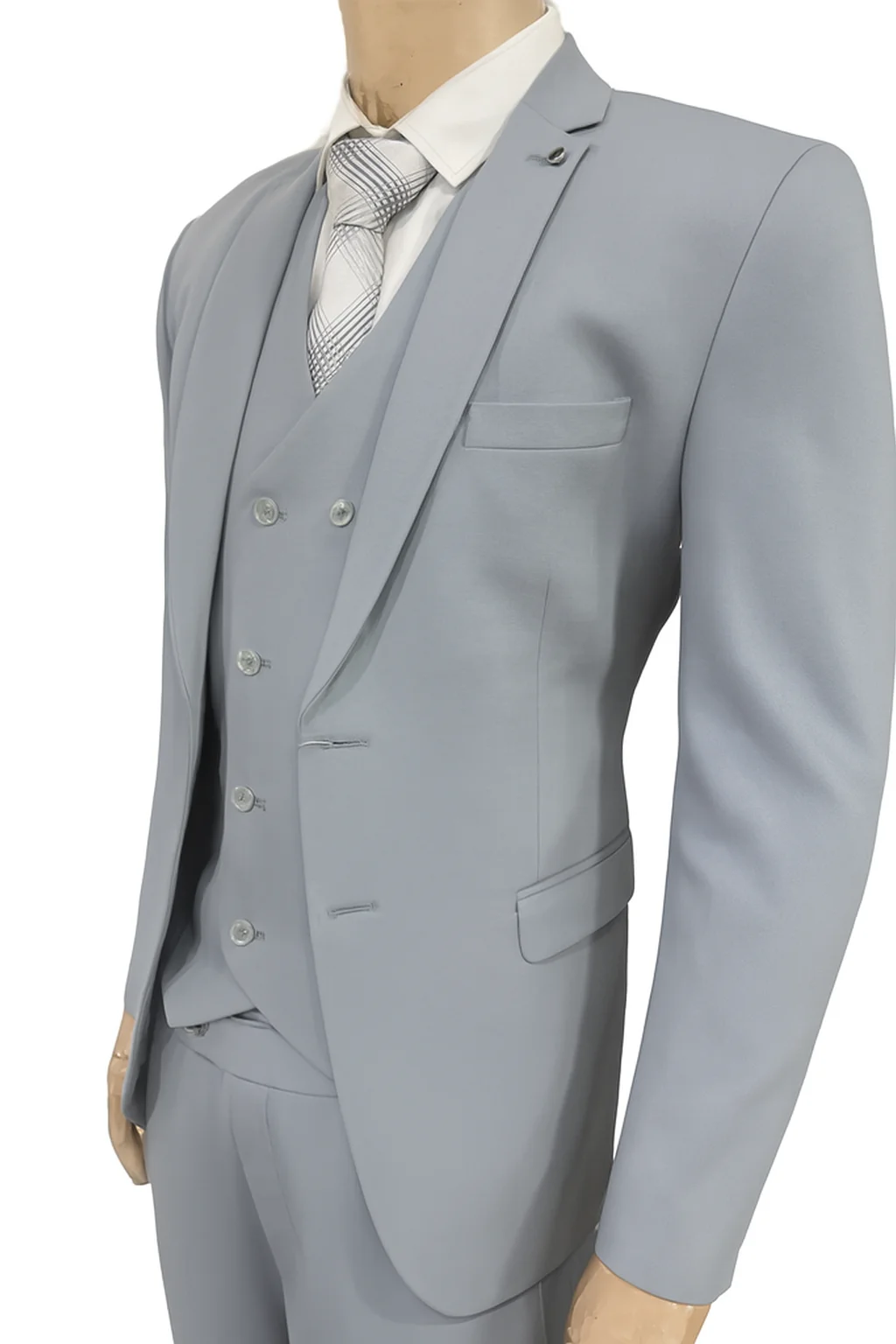 Light Gray Three-Piece Suit for Men | Formal Wedding & Business Wear - Image 2