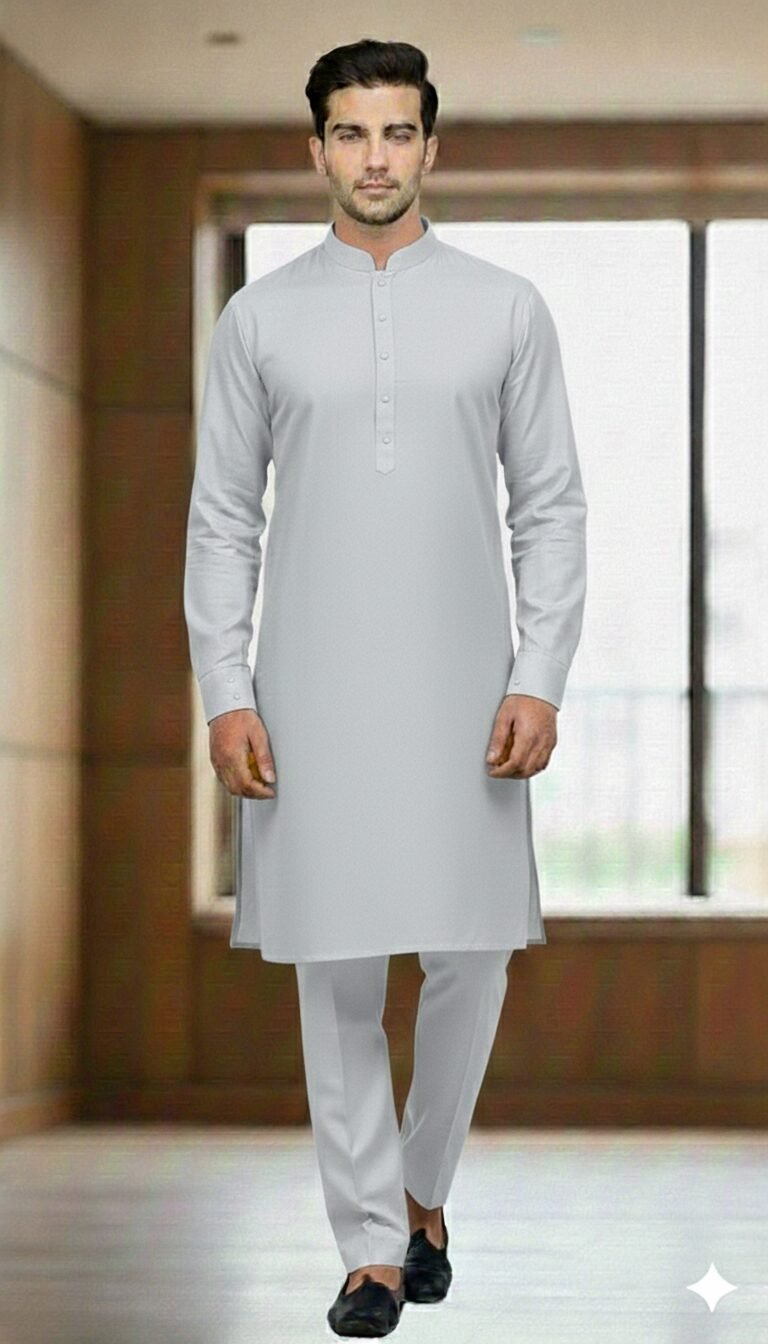 Elite Silver Ash Grey Men Unstitched Wash and Wear Summer Fabric.