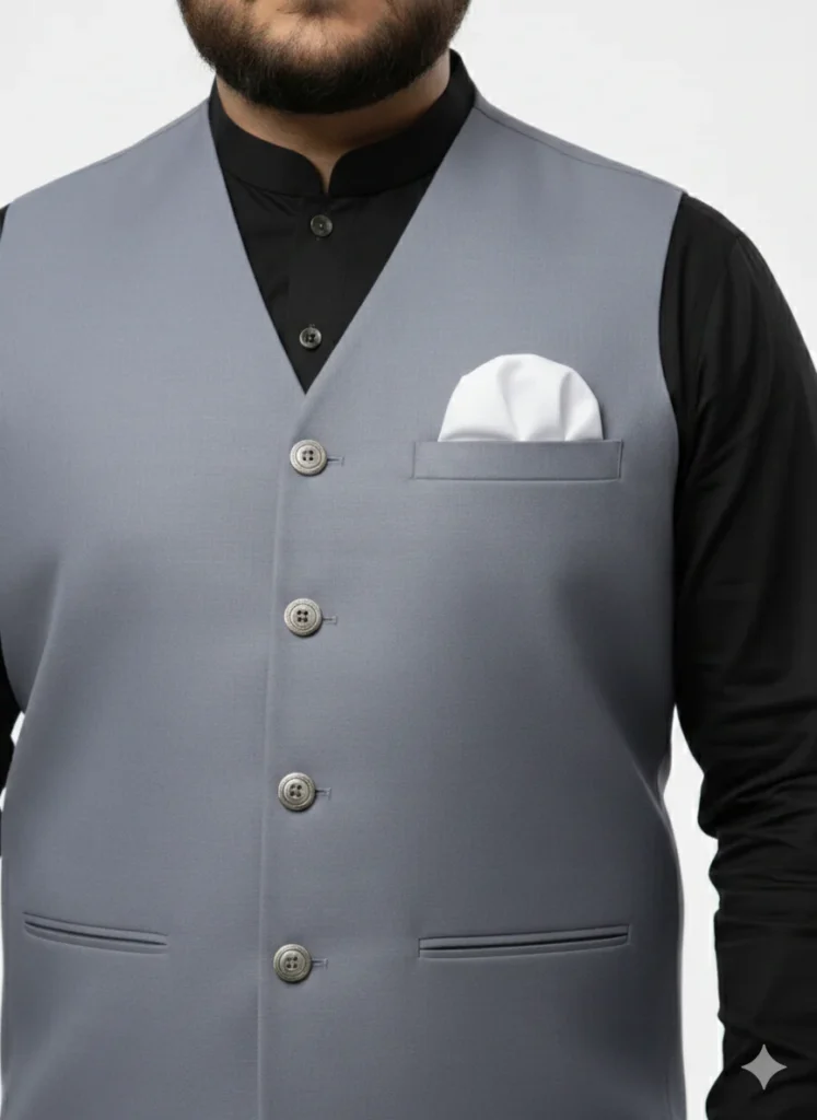 Steel Grey V-Neck Men’s Waistcoat | Formal Office & Event Wasket | Soft Premium Fabric Grey Vest