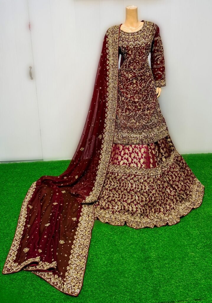 Queen’s Grace Designer Gown Set with Embroidered Dupatta