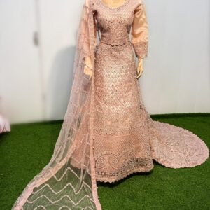 Blush Pink Hand-Embroidered Bridal Lehenga