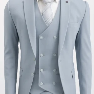 Light Gray Three-Piece Suit for Men | Formal Wedding & Business Wear