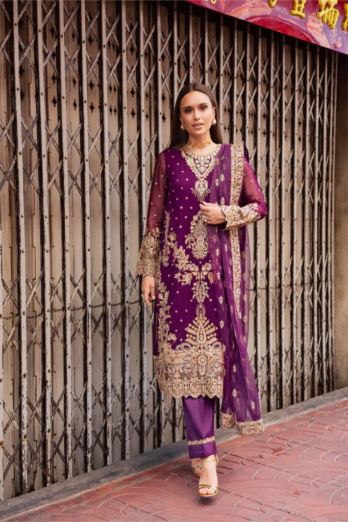 3 Piece Embroirdered Chiffon Elke – FW50066