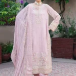 Freesia Gandhali Premium 3-Piece Embroidered Chiffon Gaya Unstitched Set - FSU5642