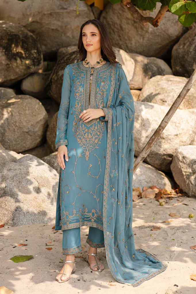 3 Piece Embroirdered Chiffon Aarvi – FW40059