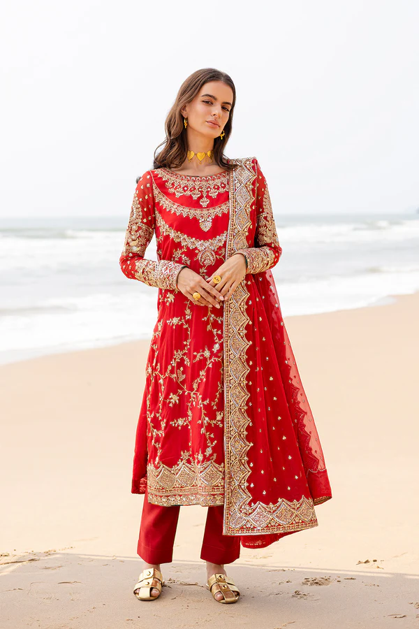 3 Piece Embroirdered Chiffon Anvi – FW40055