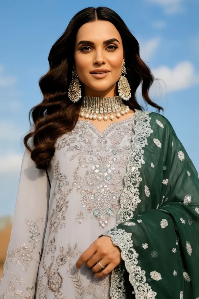 Imrozia Serene I-240 Selin Embroidered Pure Bamber Chiffon Suit – Ferozi