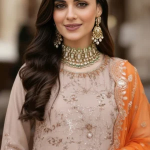 Imrozia Serene I-241 Ruveyda Embroidered Pure Bamber Chiffon – Skin