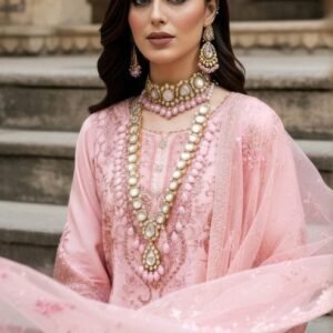 Imrozia Serene I-242 Meleknaaz Embroidered Pure Bamber Chiffon – Peach