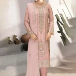 Ramsha WF-530 – Luxury Chiffon Embroidered 3 Piece Brown Suit