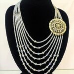 Crystal Multi-Layer Beaded Necklace with Golden Pendant