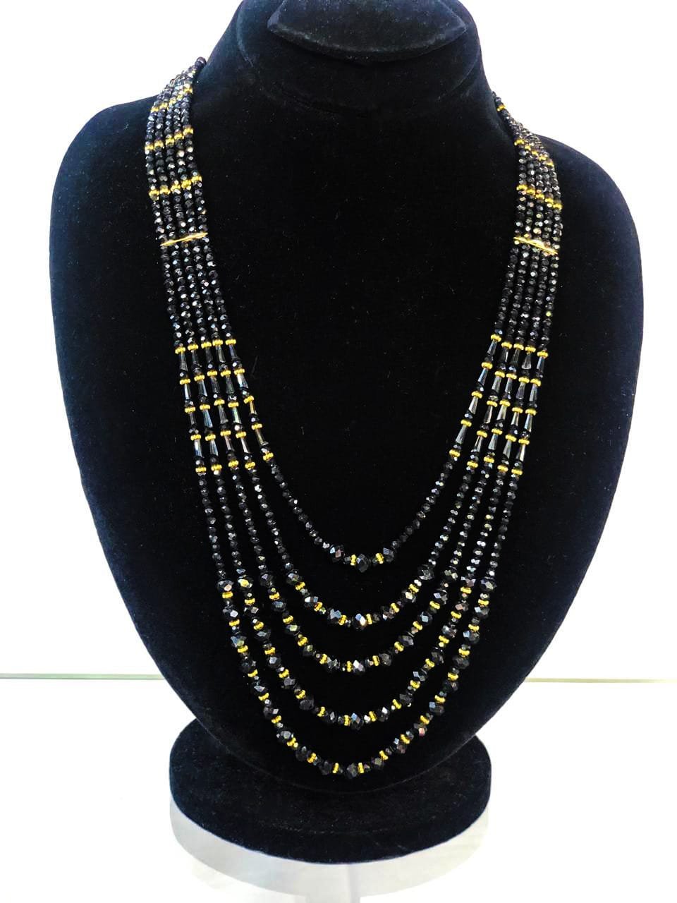 Classic Black & Golden Multi-Strand Necklace