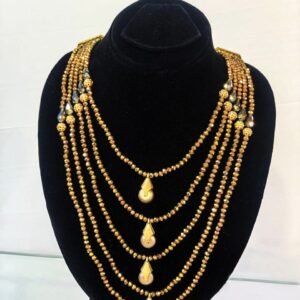 Royal Golden Layered Necklace with Drop Pendants
