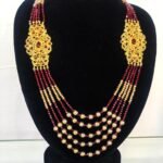 Classic Red & Gold Beaded Necklace with Oval Motifs  Title: