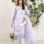 Larimar by Tawakkal Fabric Embroidered Organza Unstitched 3 Piece Suit - D-4256 - TF25LRM - Purple - Fancy Collection