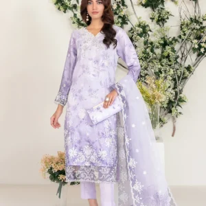 Larimar by Tawakkal Fabric Embroidered Organza Unstitched 3 Piece Suit - D-4256 - TF25LRM - Purple - Fancy Collection