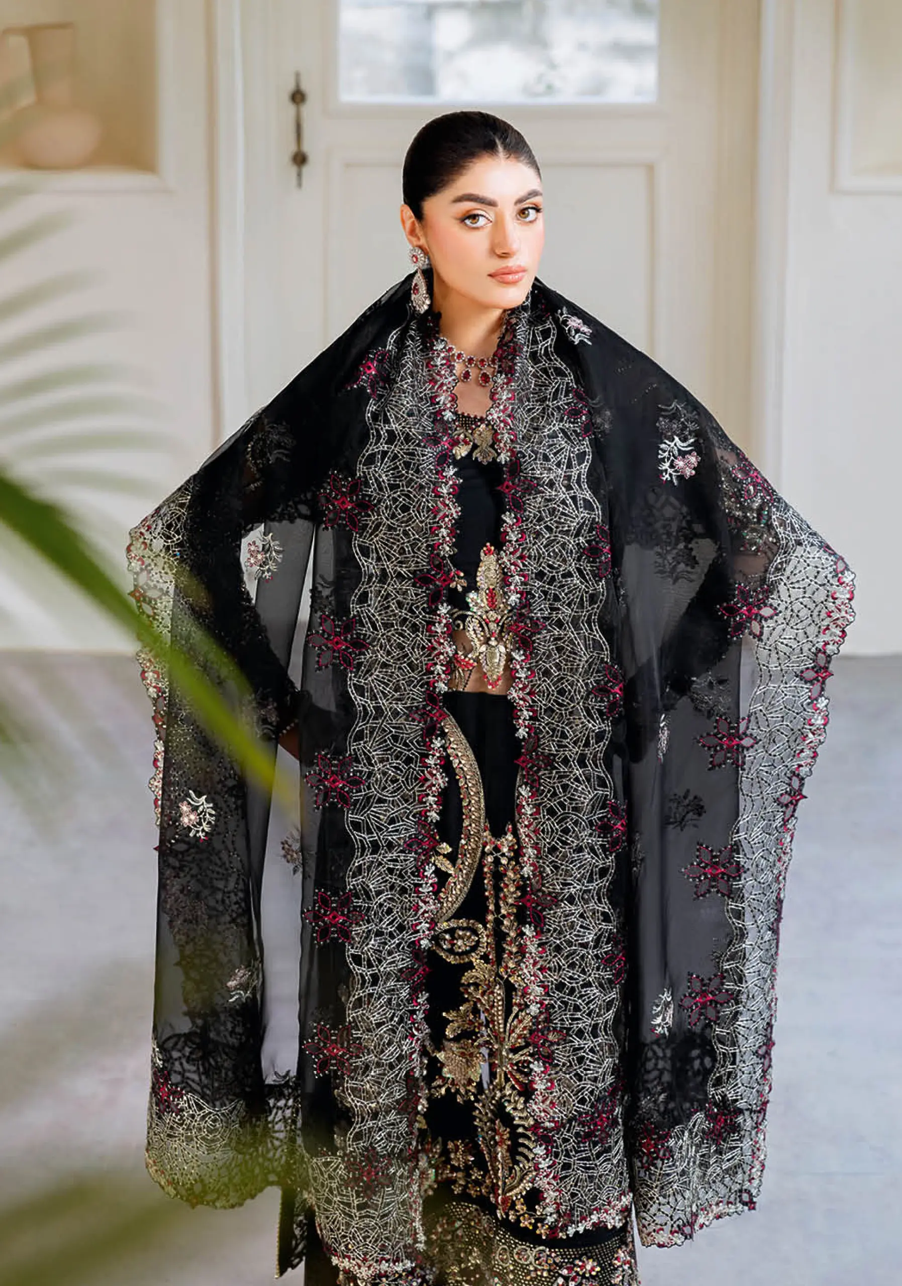 Ramsha Wedding Collection Vol 05 – H-503 Black Net A-Line Formal Ensemble - Image 4