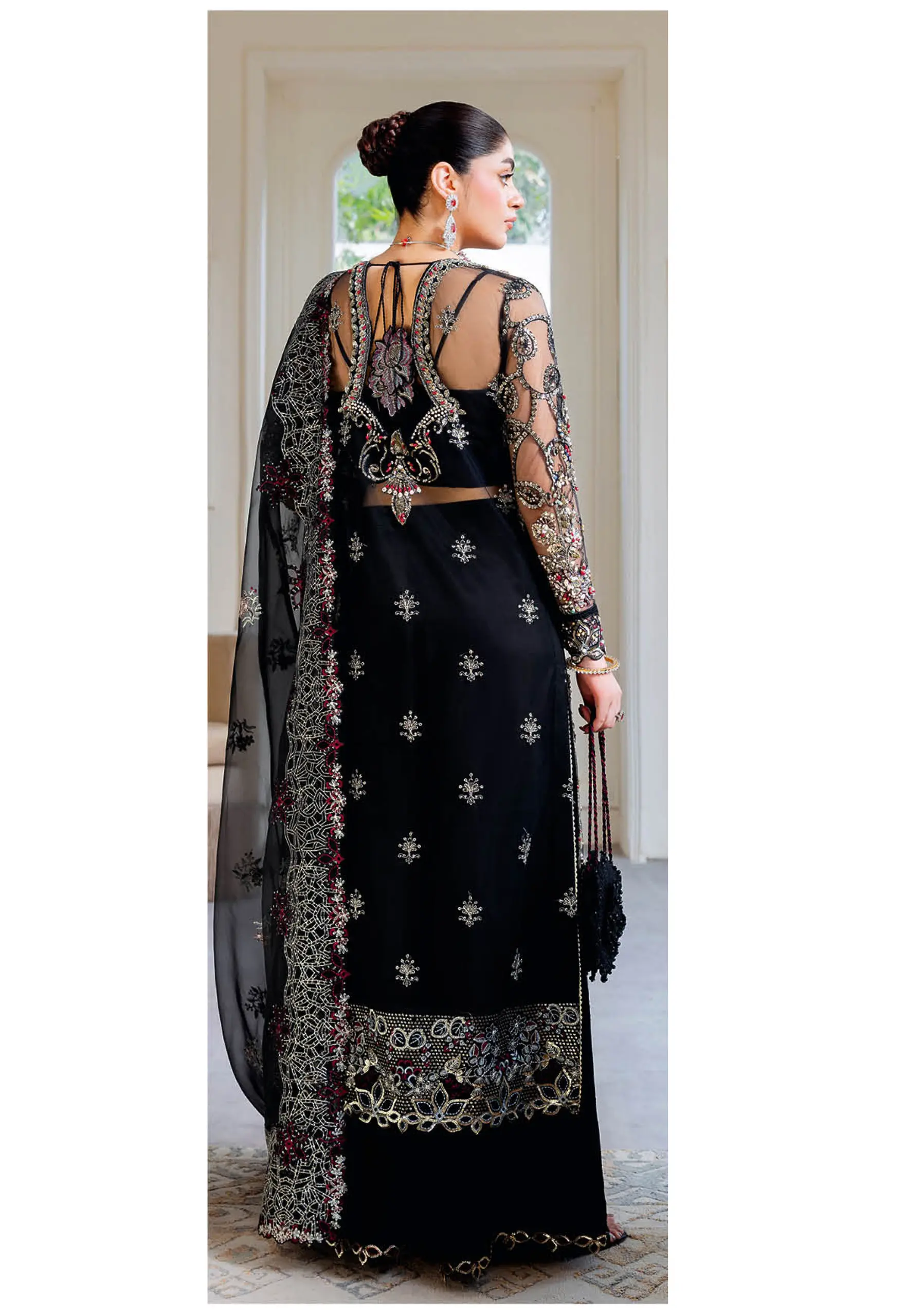 Ramsha Wedding Collection Vol 05 – H-503 Black Net A-Line Formal Ensemble - Image 2