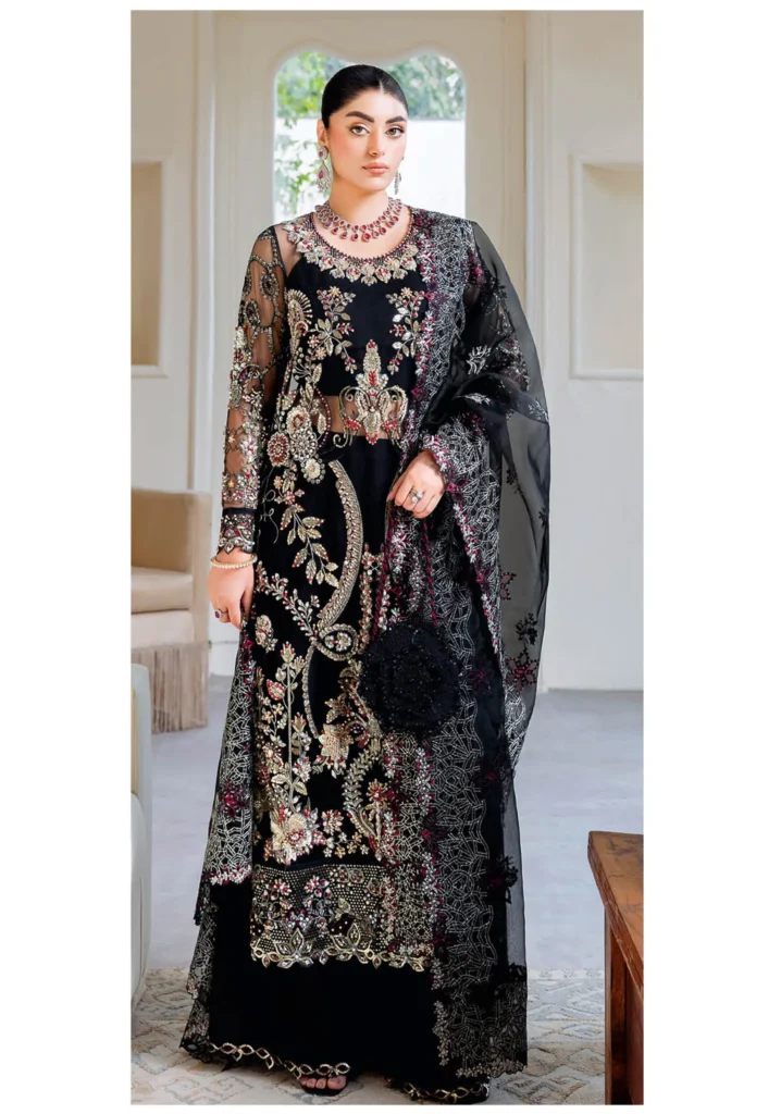 Ramsha Wedding Collection Vol 05 – H-503 Black Net A-Line Formal Ensemble
