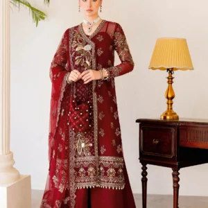 Ramsha Wedding Collection Vol 05 – H-504 Maroon Net Embroidered Formal Ensemble