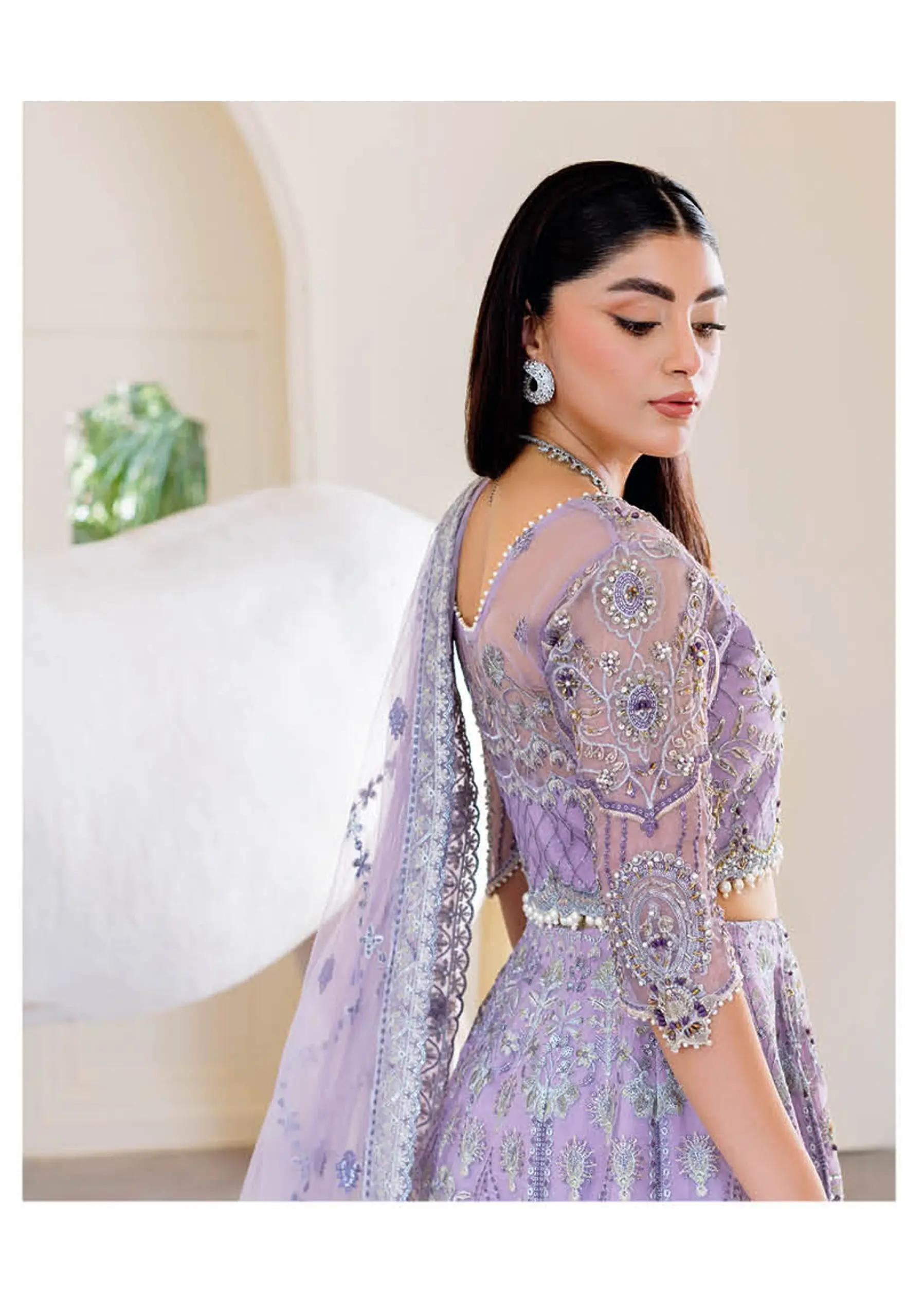 Ramsha Wedding Collection Vol 05 – H-505 Lilac Net Embroidered Bridal Lehenga Choli - Image 6
