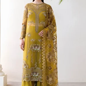 Ramsha Wedding Collection Vol 05 – H-506 Mustard Net Embroidered Formal Outfit