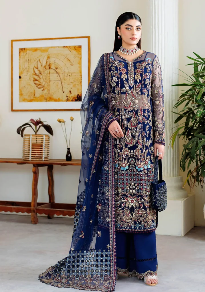 Ramsha Wedding Collection Vol 05 – H-507 Navy Blue Net Embroidered Luxury Formal Outfit