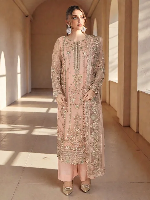 Ramsha WA-431 | Tea Pink Premium Embroidered Collection