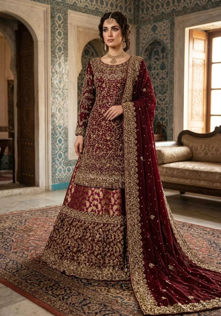 Queen’s Grace Designer Gown Set with Embroidered Dupatta