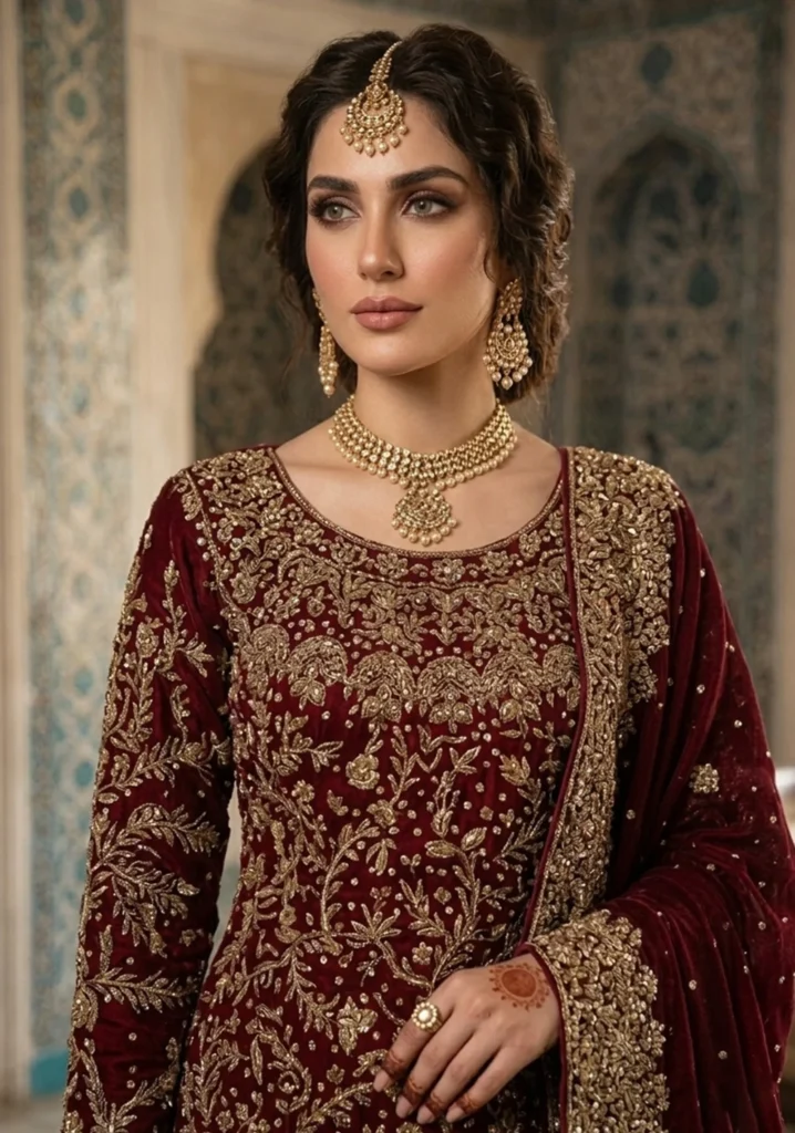 Queen’s Grace Designer Gown Set with Embroidered Dupatta