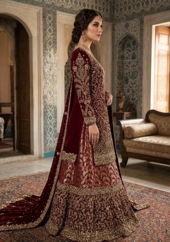 Queen’s Grace Designer Gown Set with Embroidered Dupatta