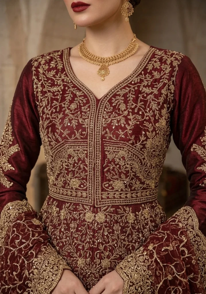 Royal Maroon luxury vibe Velvet Bridal Lehenga Set