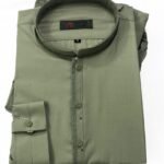 Safari Club Olive Green Men’s Kameez Shalwar – Elegant Embroidery Detailing