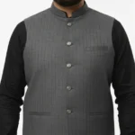 Sophisticated Grey Pinstripe Waistcoat for Men | Formal Vertical Stripe Vest | Men’s Designer Grey Waistcoat for Office & Weddings