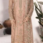 Ramsha WA-431 – Luxury Chiffon Embroidered 3 Piece Suit – Peach1290