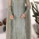 Ramsha WF-431 – Luxury Chiffon Embroidered 3 Piece Suit – Grey