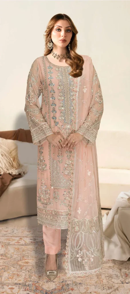 Ramsha Chiffon Collection – WA-497 (Peach Pink)