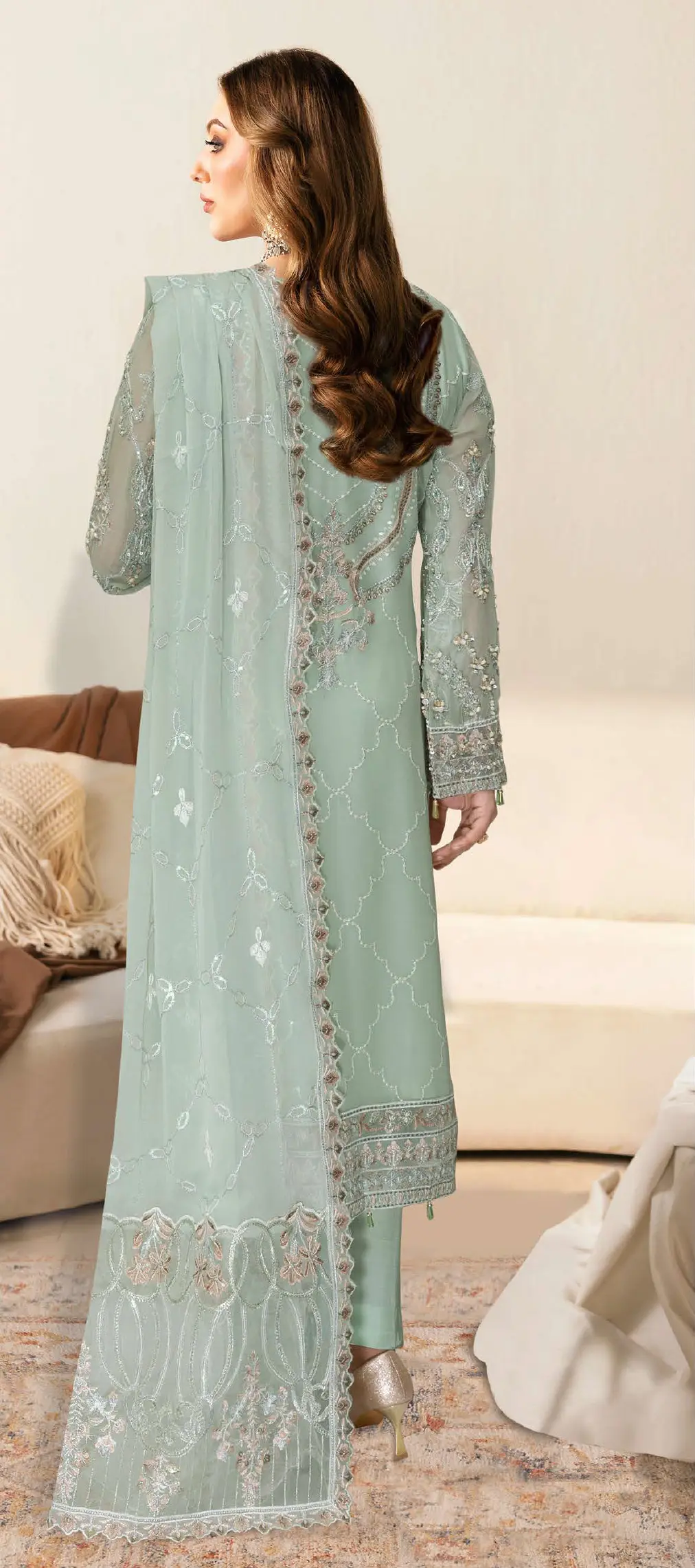 Ramsha Chiffon Collection – WB-497 (Mint Green) Ramsha Chiffon Collection – WB-497 (Mint Green) - Image 2