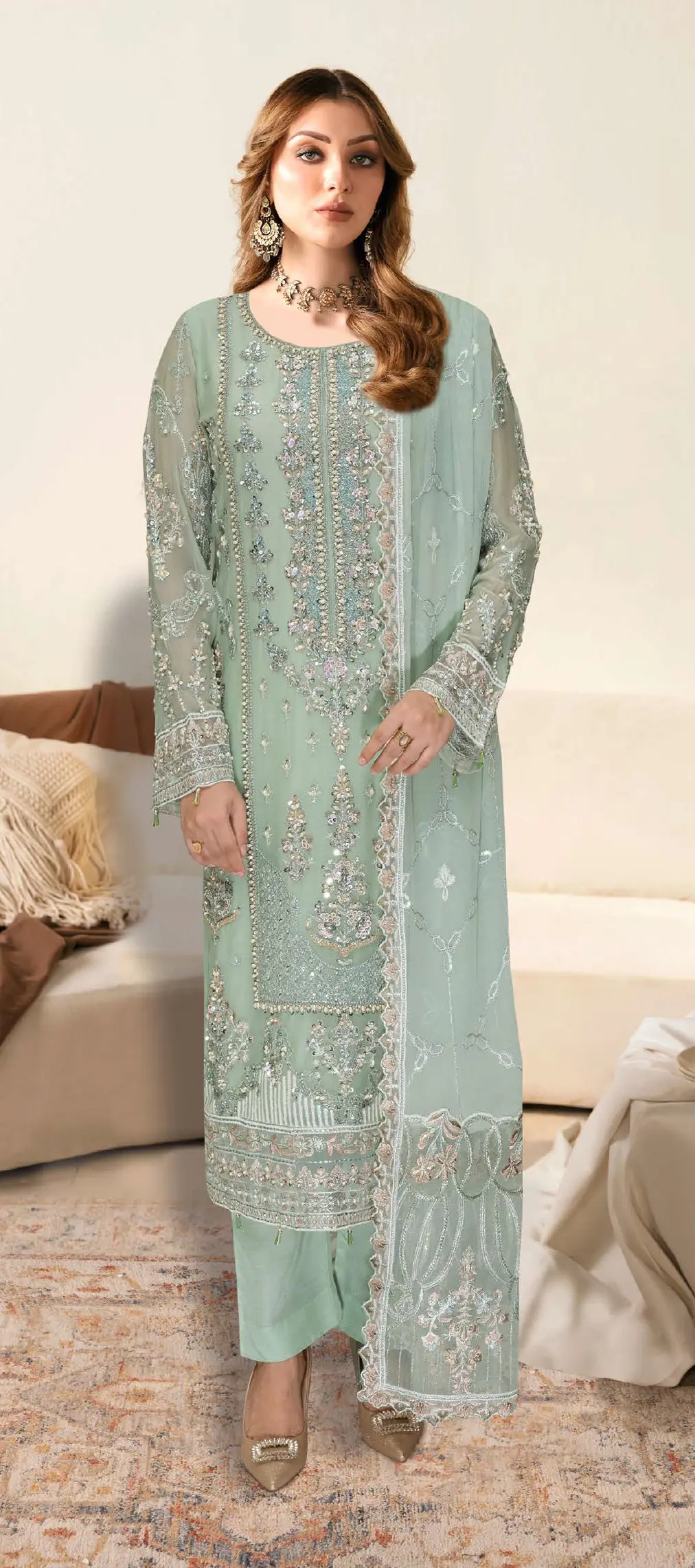 Ramsha Chiffon Collection – WB-497 (Mint Green) Ramsha Chiffon Collection – WB-497 (Mint Green)